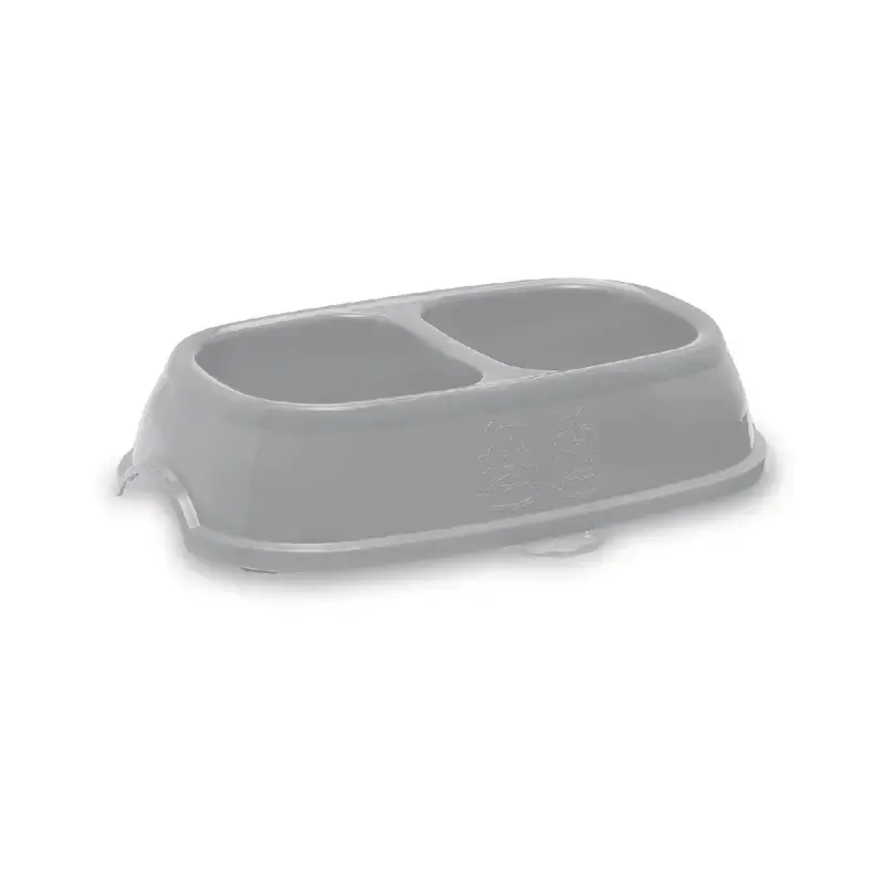 Barības bļoda Break 11 0,4+0,4L 28x17x6cm asorti pelēka/zila