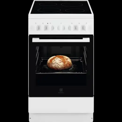Electrolux 300.sērijas elektriskā plīts ar elektrisko cepeškrāsni, balta, 50cm