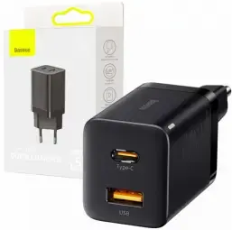 Baseus Super Si Pro travel charger | 30W | QC | USB-A, USB-C | black