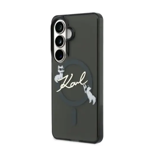 Karl Lagerfeld IML Choupette Karl Script Logo Magnetic Case for iPhone Samsung Galaxy S26 Black