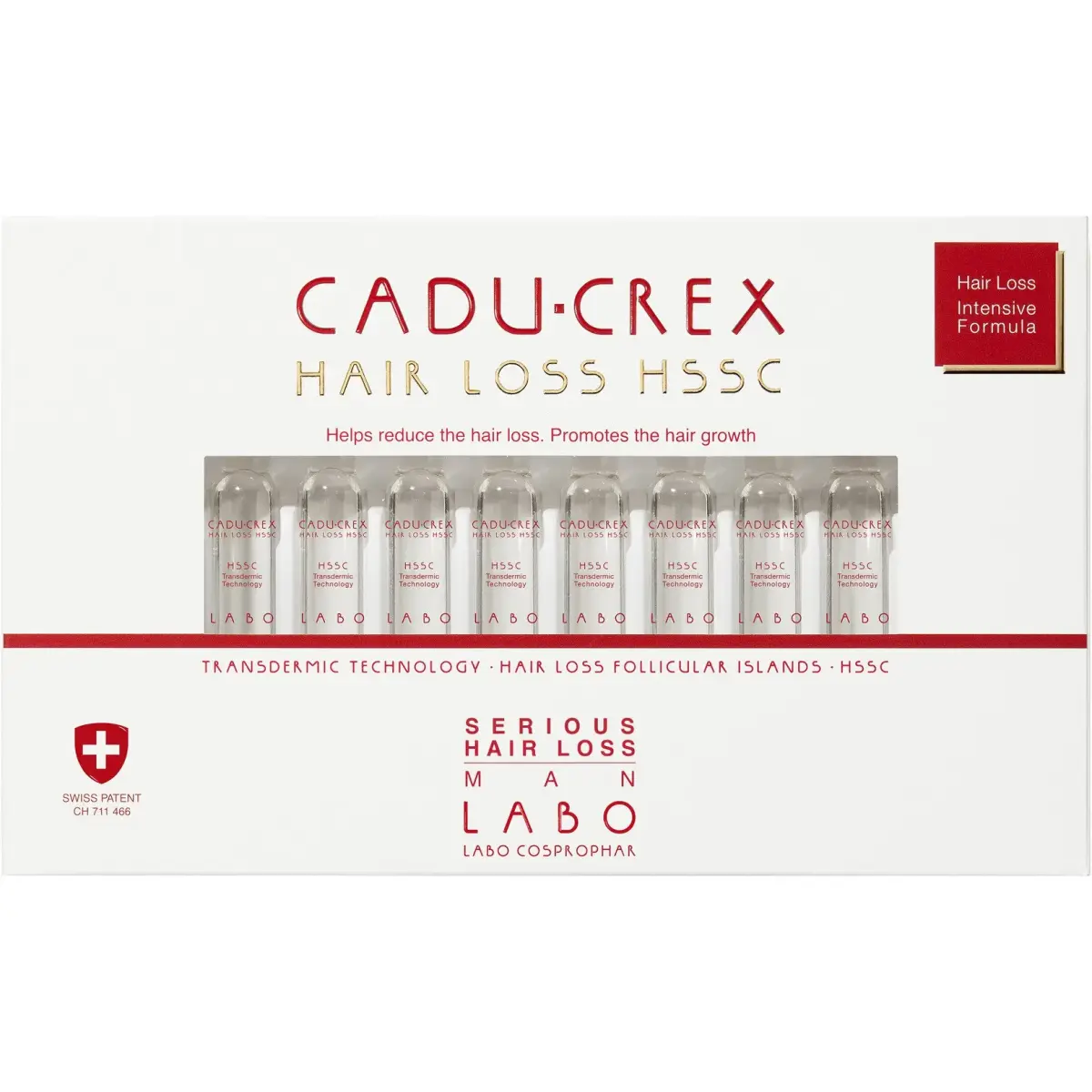Labo, Cadu-Crex Severe Stage, Anti-Hair Loss, Ampoules Treatment Serum, For Scalp, For Men, 40 pcs, 3.5 ml