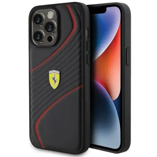 Ferrari FEHCP15XPTWK iPhone 15 Pro Max6.7" black hardcase Twist Metal Logo