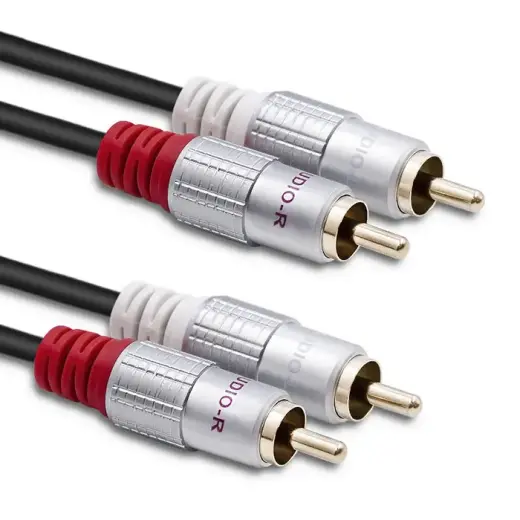 Qoltec Cable 2xRCA male / 2xRCA male | 2m | Black