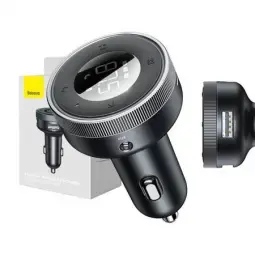 Baseus Enjoy FM transmitter car charger LED 2x USB / 3.5mm jack wireless MP3 player Bluetooth 5.0 3.4A black (CCLH-01)