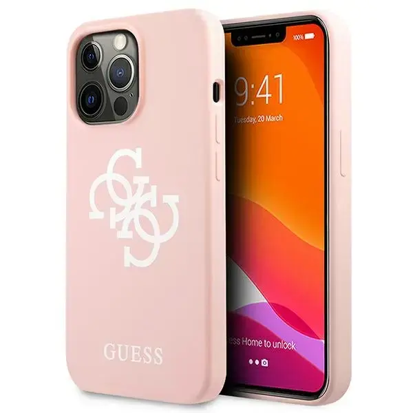 Guess GUHCP13LLS4GWPI iPhone 13 Pro | 13 6,1" różowy|pink hard case Silicone 4G Logo