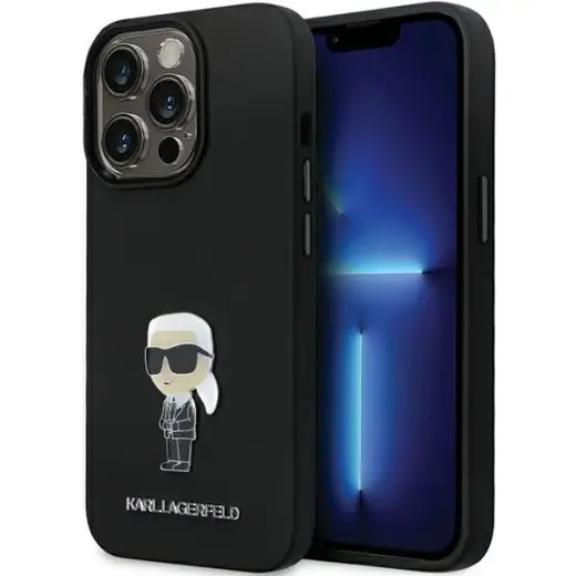 Karl Lagerfeld KLHCP13XSMHKNPK iPhone 13 Pro Max 6,7" czarny|black Silicone Ikonik Metal Pin
