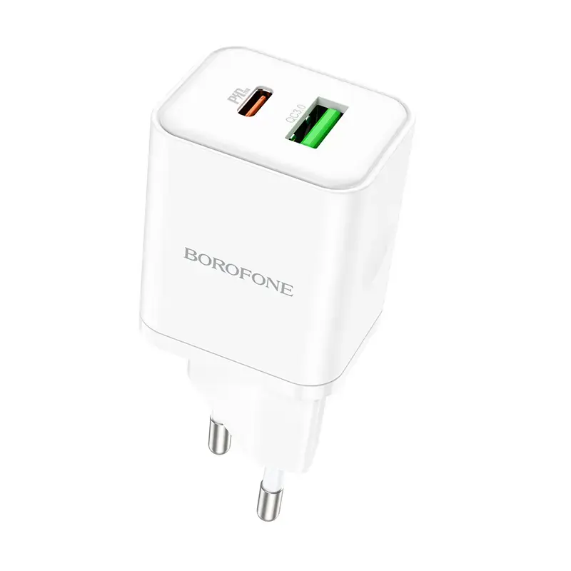Borofone BN7 reisilaadija | 20W | QC3.0, PD | USB-A, USB-C | valge