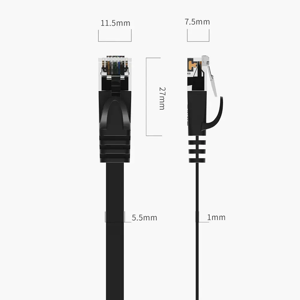 Kabel sieciowy Ethernet Orico PUG-C7B CAT7 10Gbps RJ45 internetowy LAN płaski 1 m - czarny