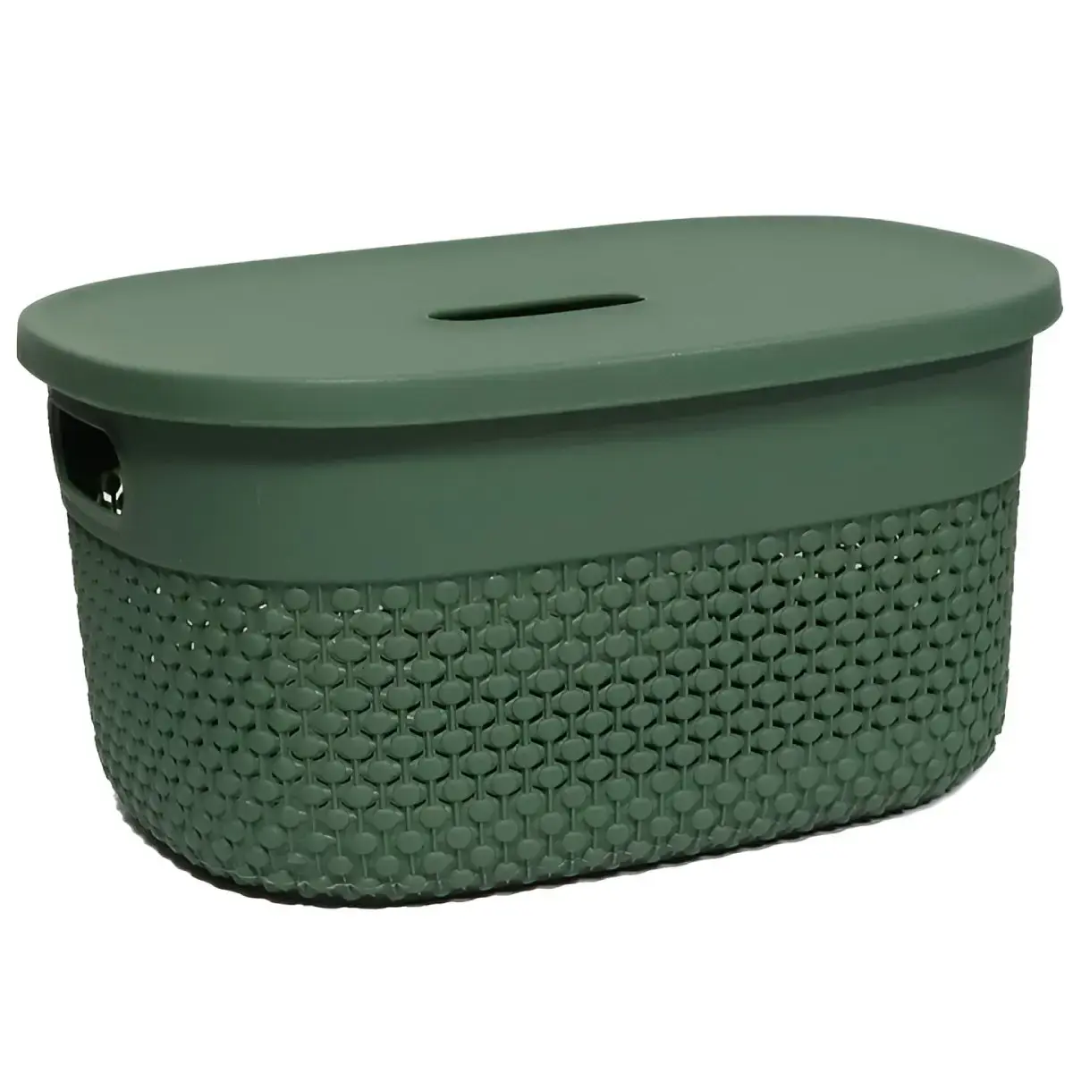 Basket with lid Deny 23x17x12cm, green
