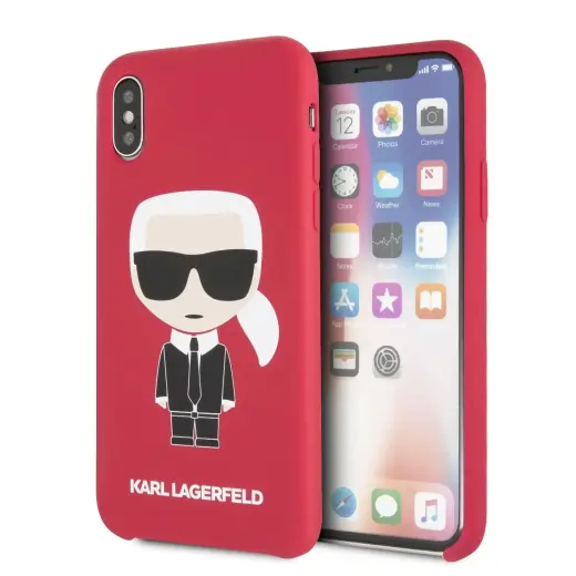 KLHCPXSLFKRE Karl Lagerfeld Iconic Bull Body Silicone Case for iPhone X|XS Red