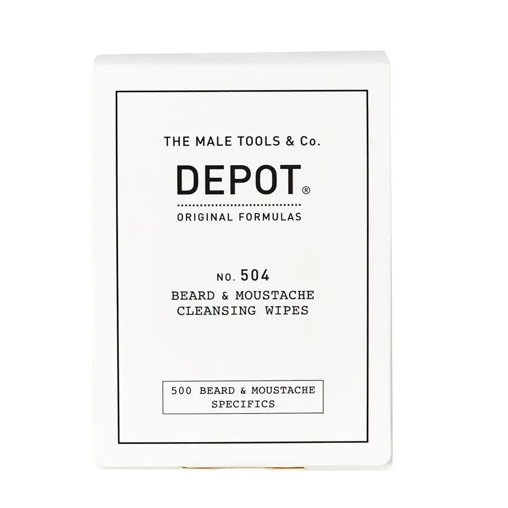 Set, Depot, 500 Beard & Mustache Specifics No. 504, Beard & Moustache Cleansing Wipes, 12 pcs