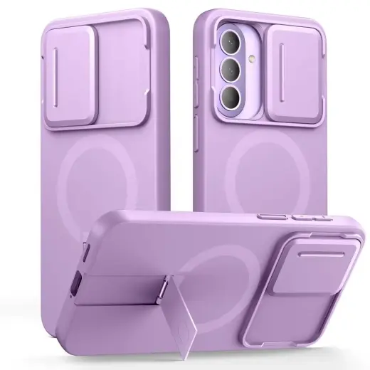 Tech-Protect Kevlar Aura maciņš ar statīvu un MagSafe atbalstu telefonam Samsung Galaxy A57 (A576) violets (ar kameras aizsargu)