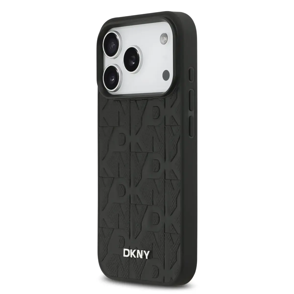 DKNY PU Leather Grid Pattern maciņš ar MagSafe atbalstu telefonam iPhone 17 Pro melns