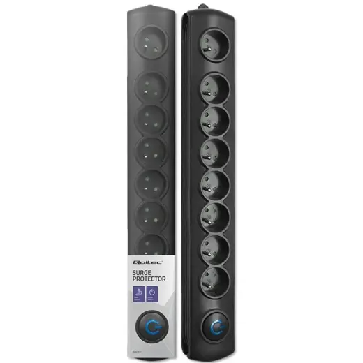 Qoltec Surge protector | 8 sockets | 1.8m | Black