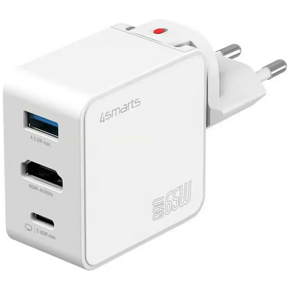 4smarts Flex Adapter Hub tīkla lādētājs | 65W | GaN | USB-C, USB-A, HDMI | balts