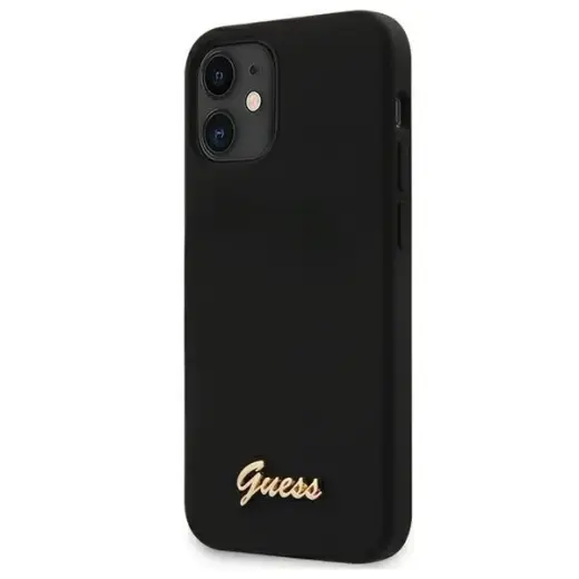 Guess GUHCP12SLSLMGBK iPhone 12 mini 5,4" black|czarny hardcase Silicone Script Gold Logo