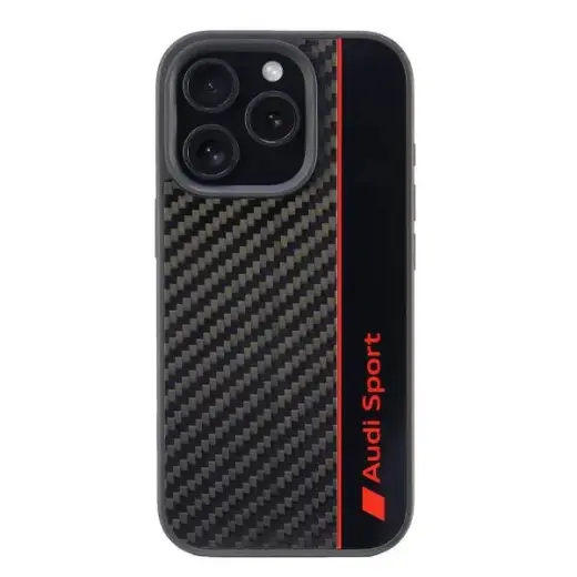 Audi Carbon Fiber Stripe iPhone 16 Pro 6.3" czarny|black hardcase AUS-TPUPCIP16P-R8|D1-BK
