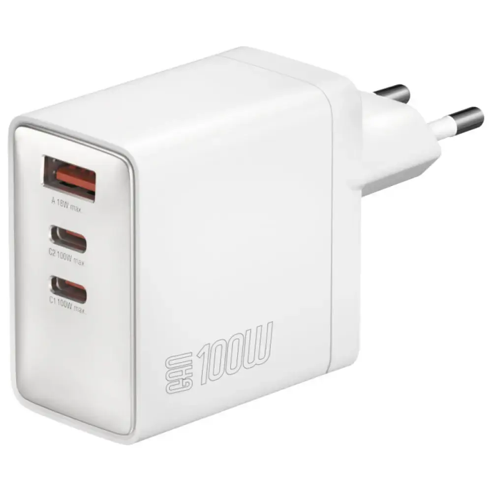 4smarts Pocket tīkla lādētājs | 100W | GaN | USB-C, USB-A | balts