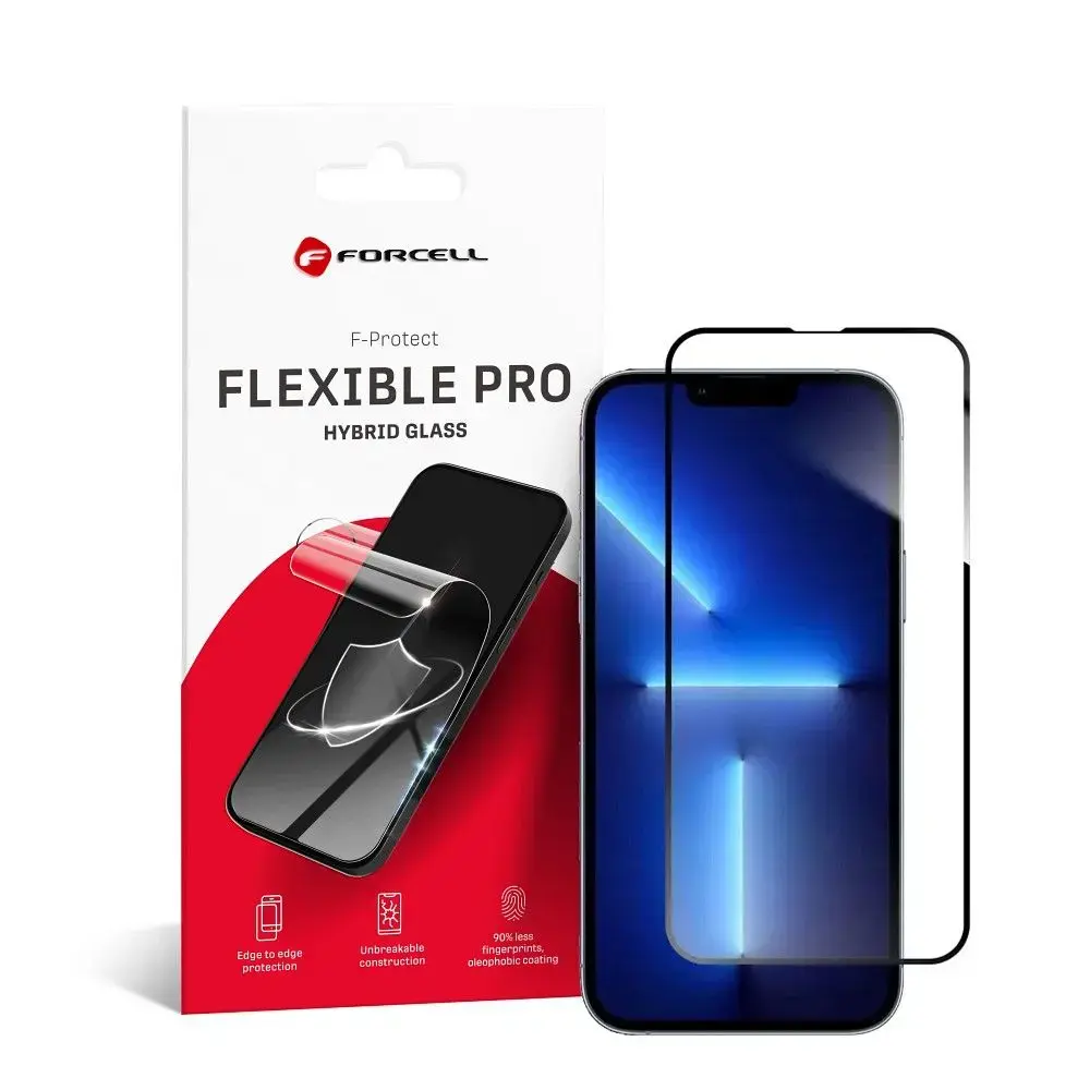 Forcell Flexible 5D hibrīdais stikls telefona ekrānam iPhone 13 Pro Max | iPhone 14 Plus