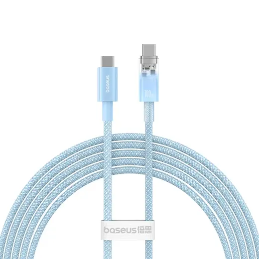 Baseus Explorer datu pārraides un uzlādes vads | USB-C uz USB-C | 100W | 2m | zils