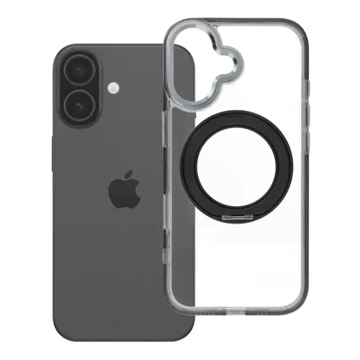 Frame Circle Stand telefono dėklas su stovu ir MagSafe palaikymu iPhone 17 juodas