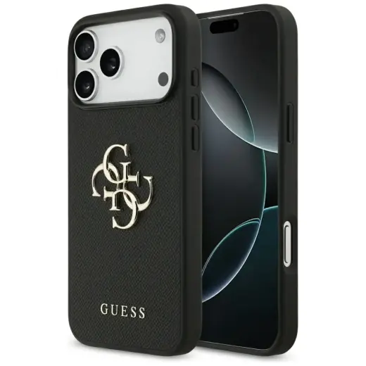 Etui Guess Grained Big 4G & Classic Logo  do iPhone 17 Pro Max czarny