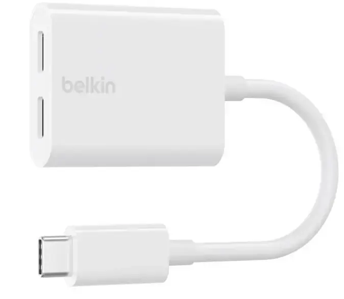 Adapter Dual USB-C Audio + Charge rockstar white
