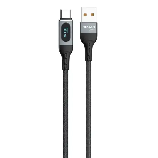 Dudao L7Max провод для передачи данных и зарядки | USB-A на USB-C | 66W | с LED дисплеем | 1m | черный