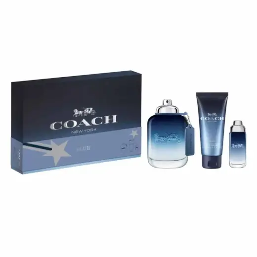 Set Coach: Blue, Eau De Toilette, For Men, 100 ml + Blue, Eau De Toilette, For Men, 15 ml + Blue, Shower Gel, Beard & Hair, 100 ml