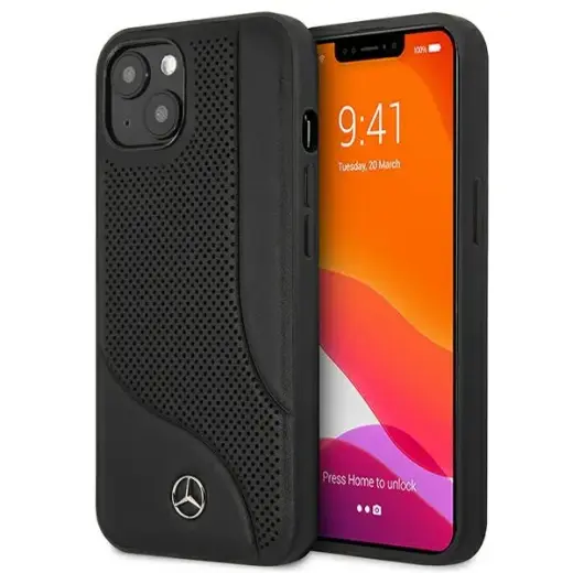 Mercedes MEHCP13MCDOBK iPhone 13 6,1" czarny|black hardcase Leather Perforated Area