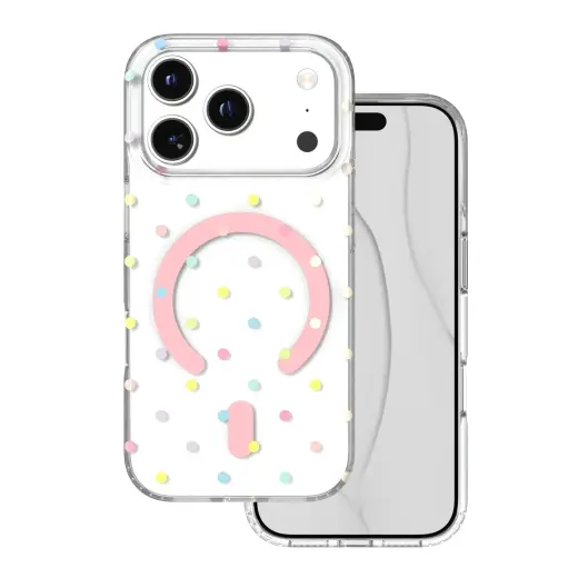 Bubble Dots Mag phone case with MagSafe support for iPhone 17 Pro | iPhone 18 Pro white