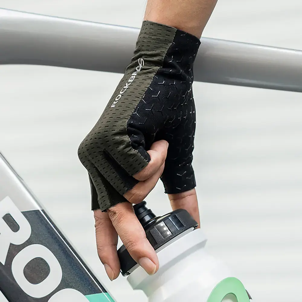 Rockbros Breathable Short Finger Cycling Gloves, Size: S - Green