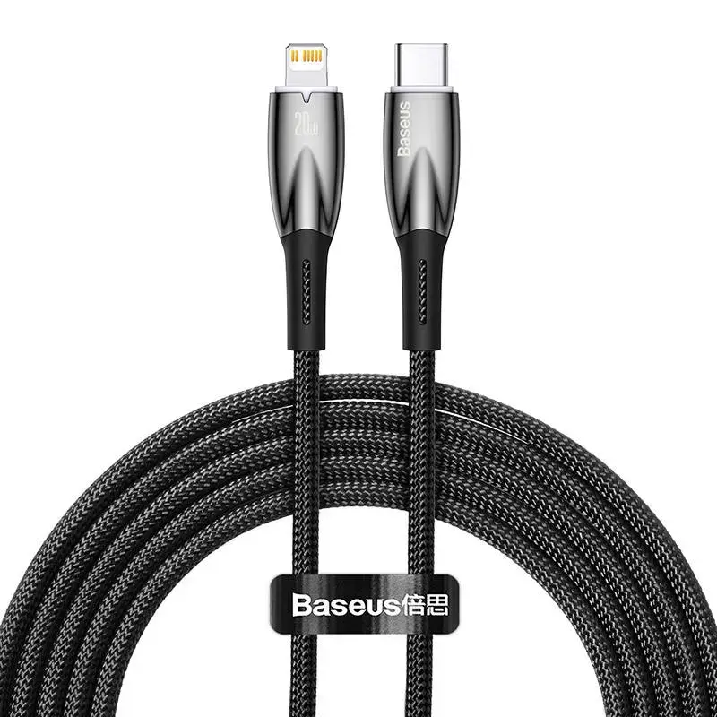 Baseus Glimmer Series datu pārraides un uzlādes vads | USB-C uz Lightning | 20W | 2m | melns