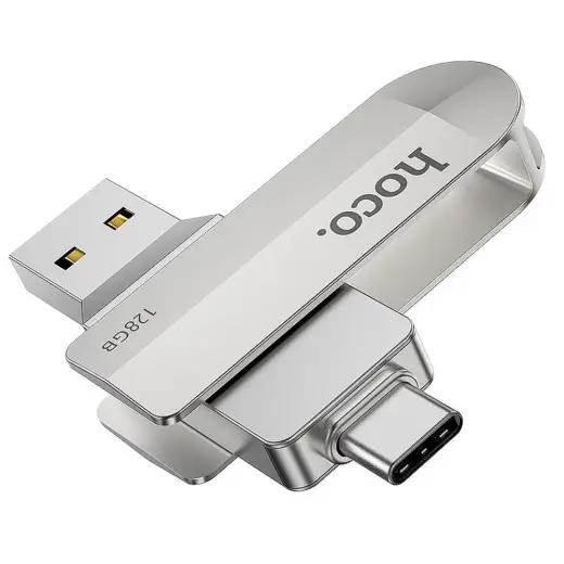 Pendrive 128GB USB 3.0 (USB A + USB C) Hoco UD10 silver