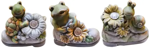 Garden decor Boot with animal, with solar light, 3 types