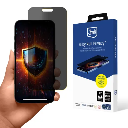 3mk Silky Matt Privacy aizsargplēve telefona ekrānam iPhone 15 Pro Max (privātuma efekts)