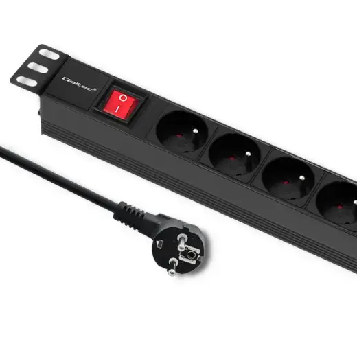 Qoltec Power strip for RACK cabinets | 1U | 16A | PDU | 6xFRENCH | 2m