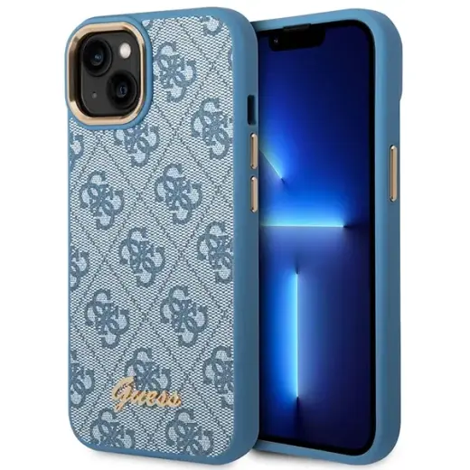 Guess GUHCP14SHG4SHB iPhone 14 6,1" niebieski|blue hard case 4G Vintage Gold Logo