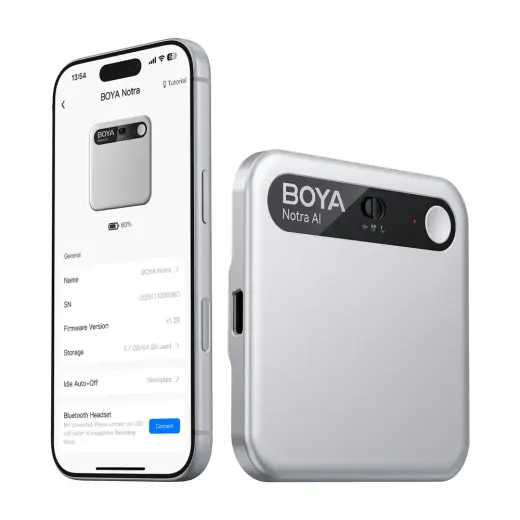 BOYA Notra Voice Recorder with AI Transcription - Silver