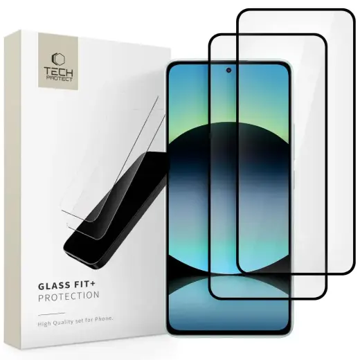 TECH-PROTECT GLASS FIT+ karastatud klaas telefonile Xiaomi Redmi Note 14 4G | 5G, must, 2 tk