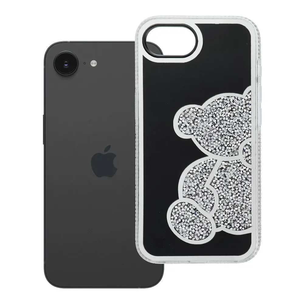 TEDDY BEAR maciņš telefonam iPhone 16e sudraba krāsā