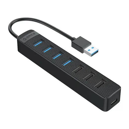 Orico TWU32-4A USB-A 3.0 hub | 4x USB-A 3.0 + 3x USB-A 2.0 + USB-C 5V|3A - black