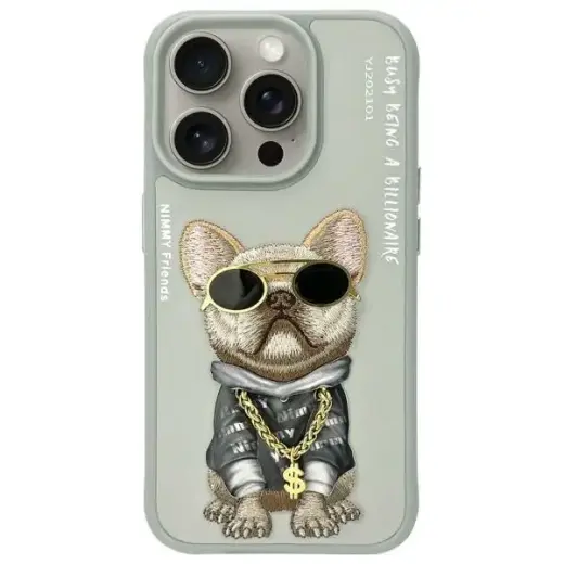 Glasses Cool Dog phone case for iPhone 15 Pro gray