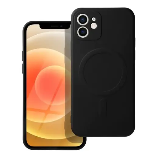 Silicone Mag Cover maciņš ar MagSafe atbalstu telefonam iPhone 12 melns