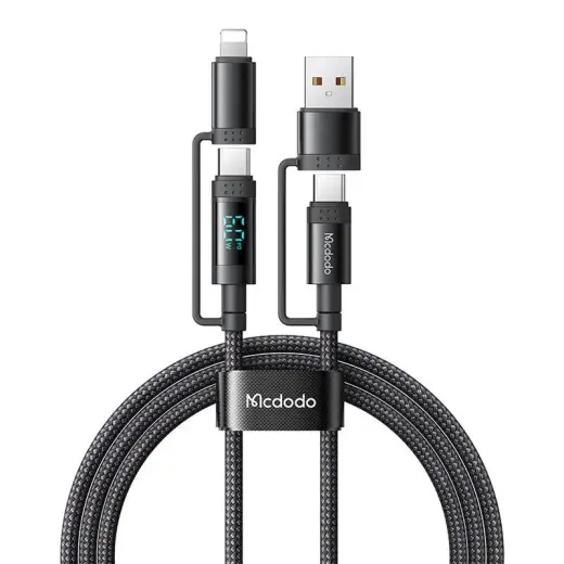 McDodo 4-in-1 USB-C|A to USB-C|Lightning cable CA-1990 1.2m (black)