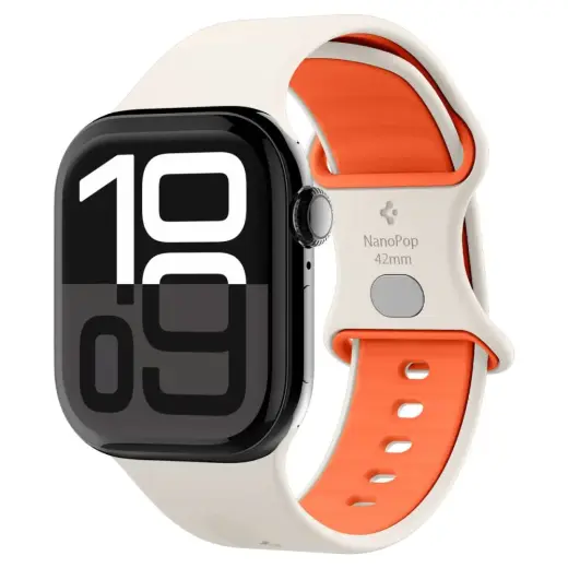 Spigen Nano Pop išmaniojo laikrodžio dirželis Apple Watch 8/9/10/11/SE (40/41/42 mm) | silikoninis | oranžinis/smėlio