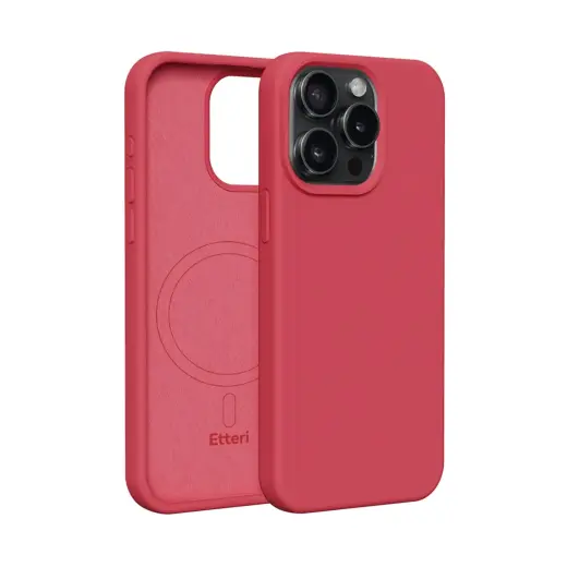 Etteri Silicone telefono dėklas su MagSafe palaikymu iPhone 15 Pro Max rožinis