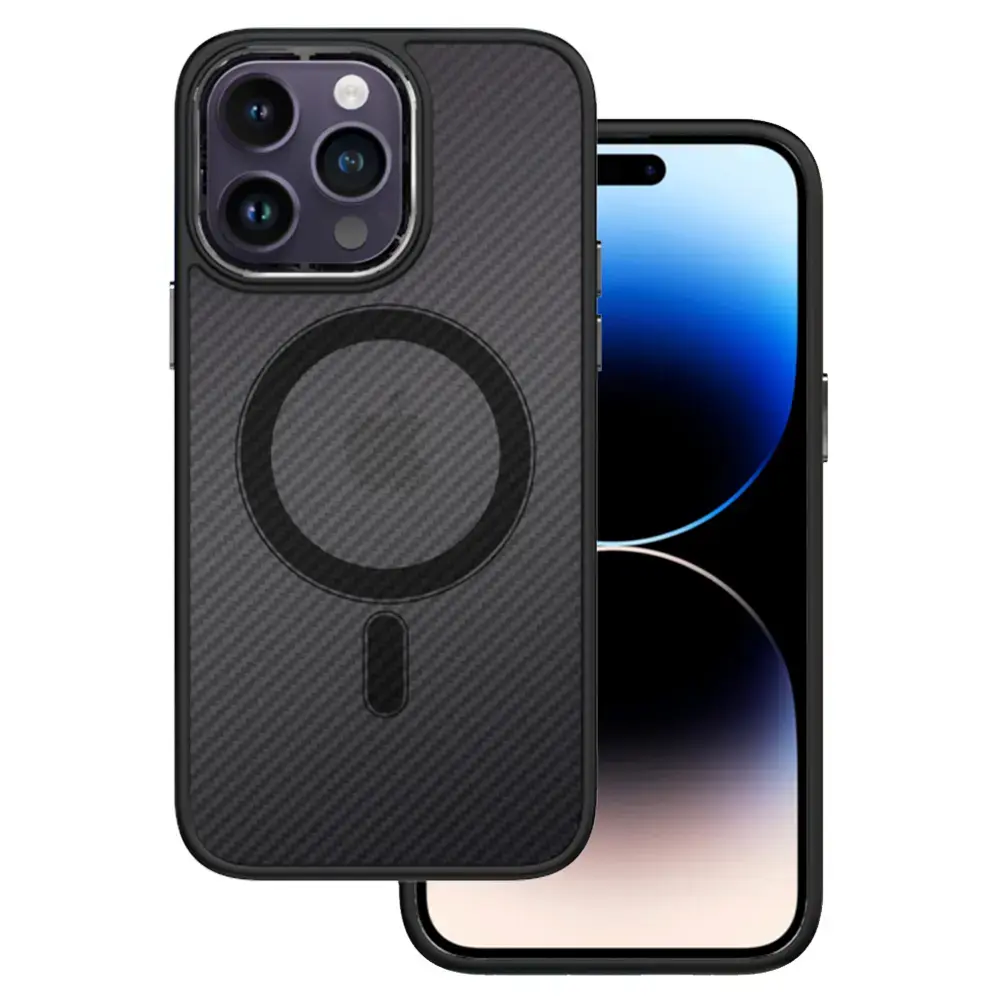 Tel Protect Magnetic Carbon Case for Iphone 15 Plus Black