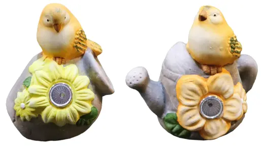 Garden decor with bird, with solar light, 2 types
