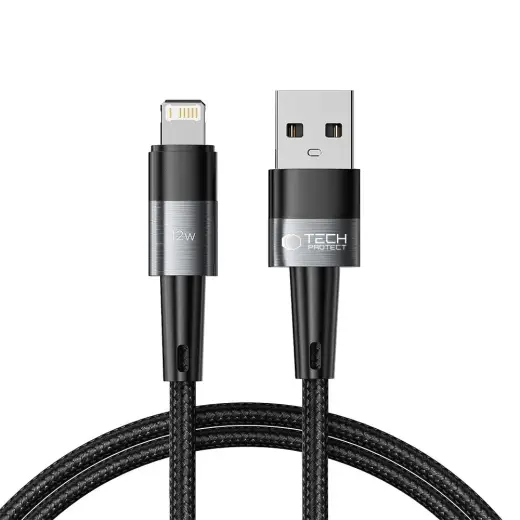 Tech-Protect UltraBoost datu pārraides un uzlādes vads | USB-A uz Lightning | 12W | 1m | pelēks